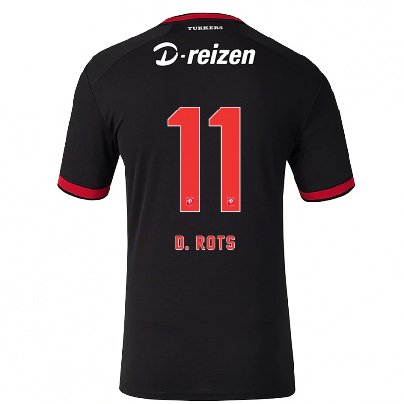 Danxen Kvinder Daan Rots #11 Rød Hvid Sort Udebane Spillertrøjer 2026/27 Trøje T-Shirt