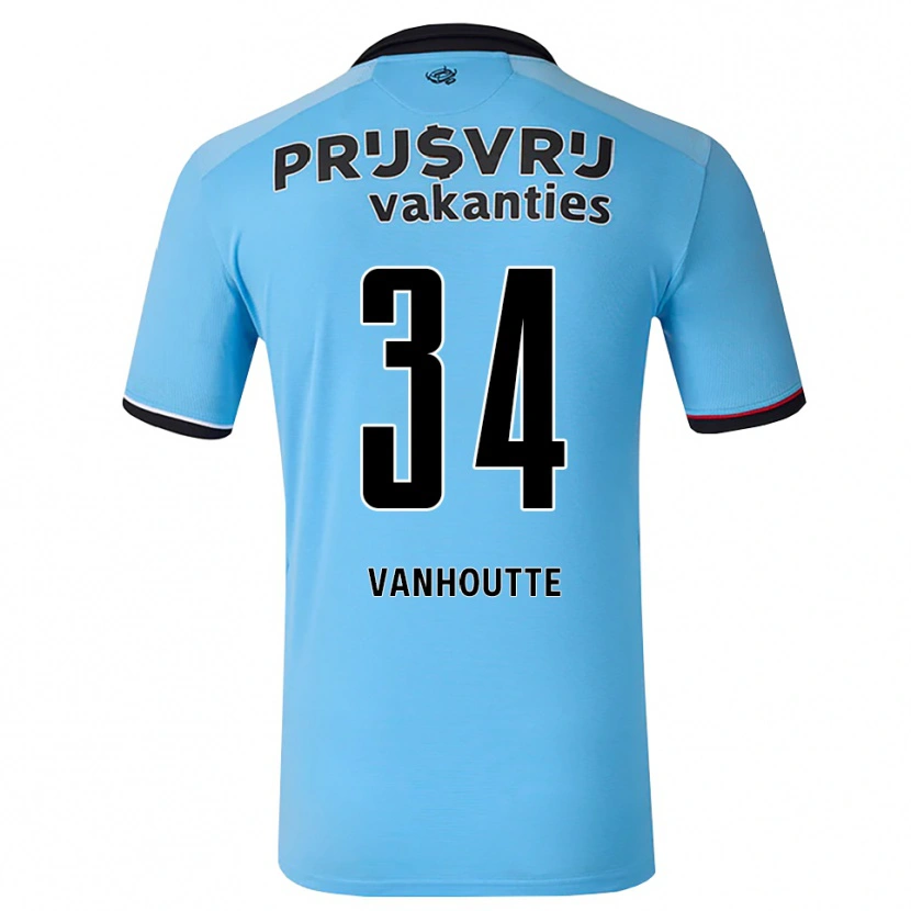 Danxen Kvinder Charles Vanhoutte #34 Dybhimmelblå Sort Rød Udebane Spillertrøjer 2026/27 Trøje T-Shirt