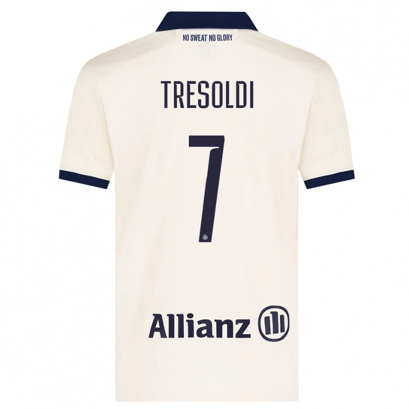 Danxen Kvinder Nicolò Tresoldi #7 Beige Sort Udebane Spillertrøjer 2026/27 Trøje T-Shirt