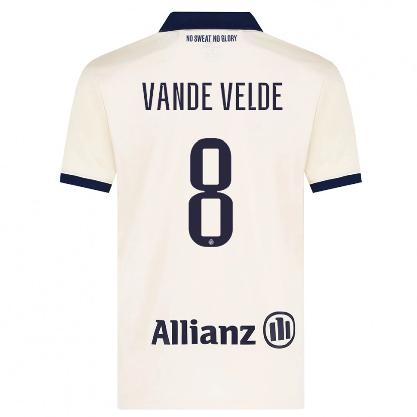 Danxen Kvinder Chloé Vande Velde #8 Beige Sort Udebane Spillertrøjer 2026/27 Trøje T-Shirt