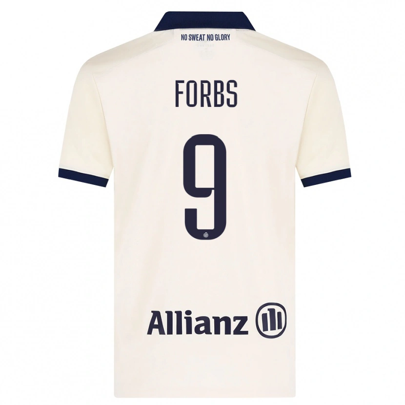 Danxen Kvinder Carlos Forbs #9 Beige Sort Udebane Spillertrøjer 2026/27 Trøje T-Shirt