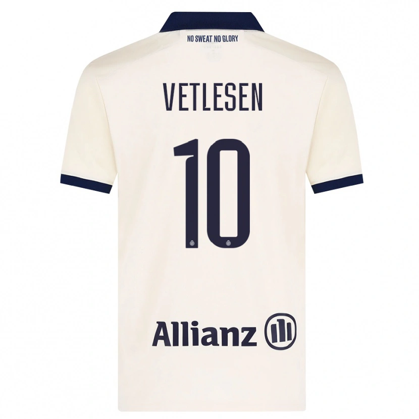 Danxen Kvinder Hugo Vetlesen #10 Beige Sort Udebane Spillertrøjer 2026/27 Trøje T-Shirt