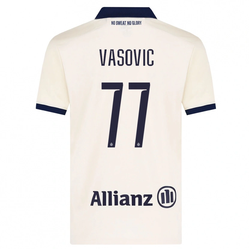 Danxen Kvinder Andrej Vasovic #77 Beige Sort Udebane Spillertrøjer 2026/27 Trøje T-Shirt