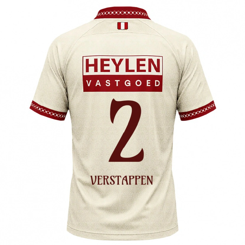 Danxen Kvinder Jayden Verstappen #2 Beige Rød Udebane Spillertrøjer 2026/27 Trøje T-Shirt
