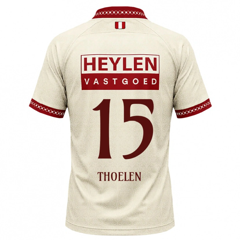 Danxen Kvinder Yannick Thoelen #15 Beige Rød Udebane Spillertrøjer 2026/27 Trøje T-Shirt