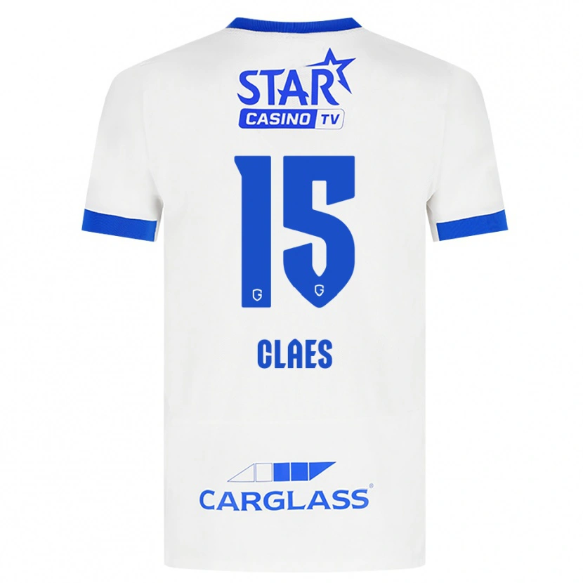 Danxen Kvinder Thomas Claes #15 Hvid Blå Udebane Spillertrøjer 2026/27 Trøje T-Shirt