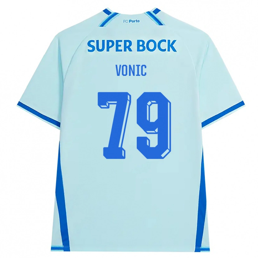 Danxen Kvinder Leonardo Vonić #79 Lyshimmelblå Blå Tredje Sæt Spillertrøjer 2026/27 Trøje T-Shirt