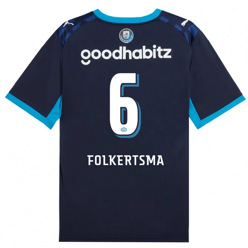 Danxen Kvinder Sisca Folkertsma #6 Jægerblå Kongeblå Tredje Sæt Spillertrøjer 2026/27 Trøje T-Shirt