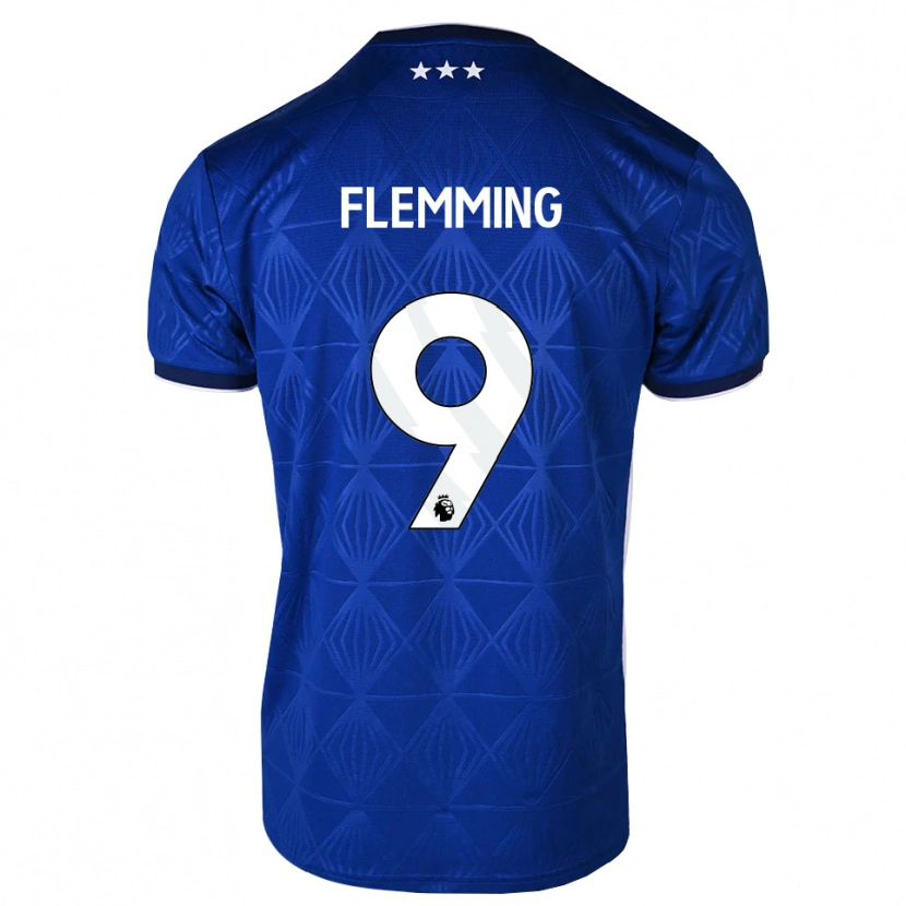 Danxen Kvinder Zian Flemming #9 Mellemblå Hvid Rød Hjemmebane Spillertrøjer 2026/27 Trøje T-Shirt