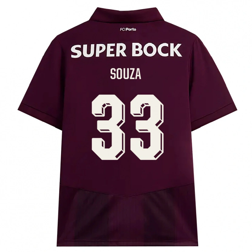 Danxen Kvinder João Victor De Souza Menezes #33 Vinrød Hvid Udebane Spillertrøjer 2026/27 Trøje T-Shirt