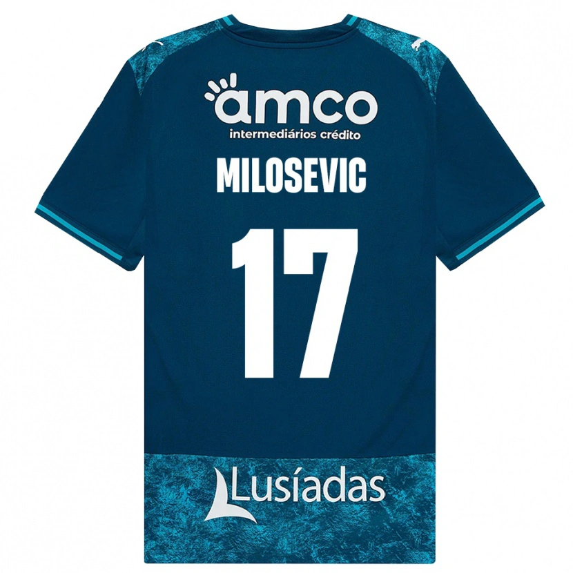 Danxen Kvinder Jovan Milosevic #17 Mørkskifergrå Mellemturkis Udebane Spillertrøjer 2026/27 Trøje T-Shirt