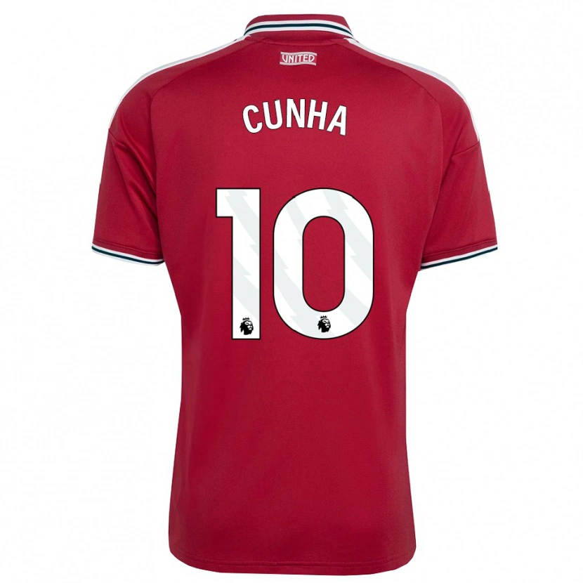 Danxen Børn Matheus Cunha #10 Rød Gul Hvid Hjemmebane Spillertrøjer 2026/27 Trøje T-Shirt