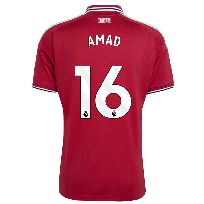 Danxen Børn Amad Diallo #16 Rød Gul Hvid Hjemmebane Spillertrøjer 2026/27 Trøje T-Shirt