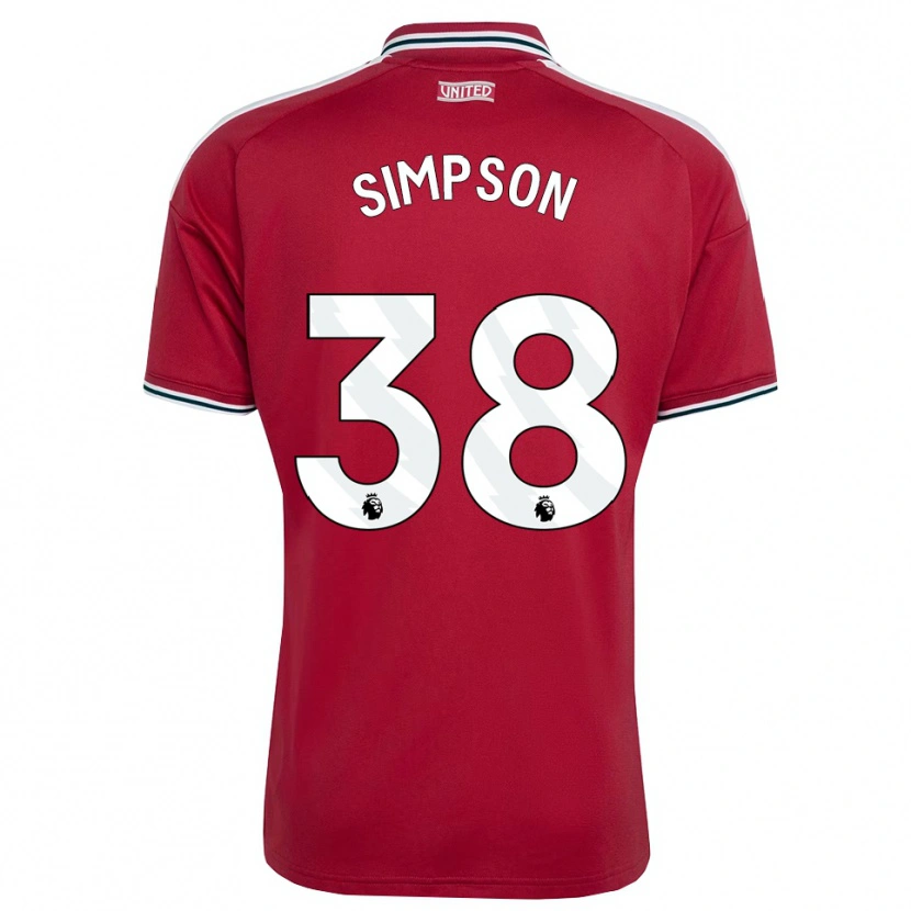Danxen Børn Jess Simpson #38 Rød Gul Hvid Hjemmebane Spillertrøjer 2026/27 Trøje T-Shirt