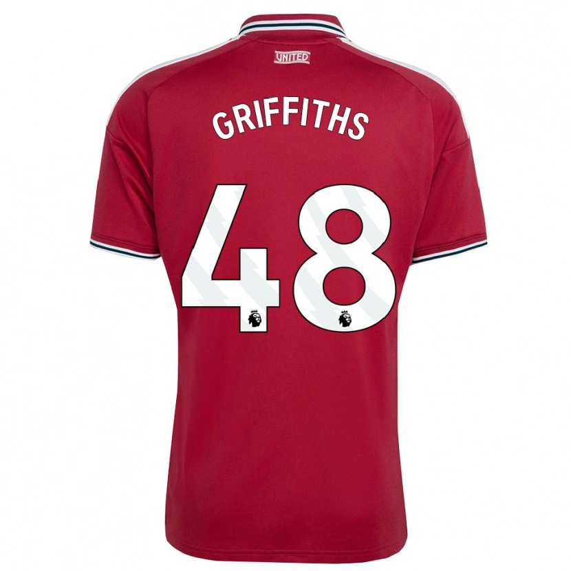 Danxen Børn Mared Griffiths #48 Rød Gul Hvid Hjemmebane Spillertrøjer 2026/27 Trøje T-Shirt