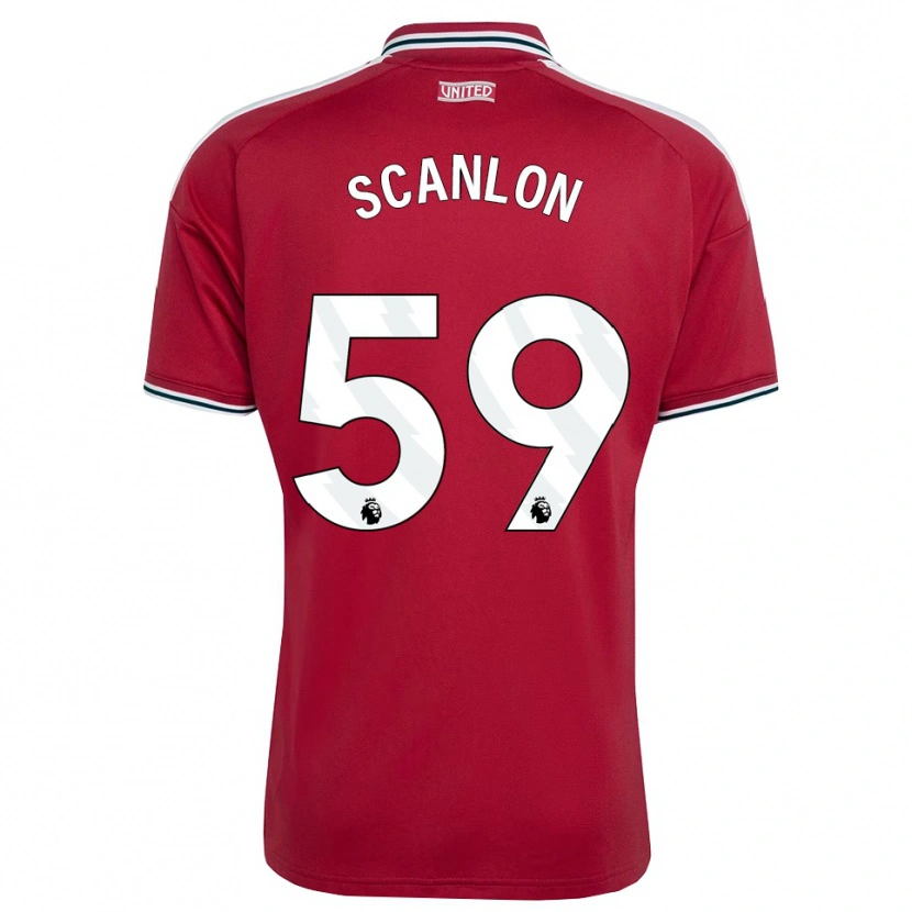 Danxen Børn James Scanlon #59 Rød Gul Hvid Hjemmebane Spillertrøjer 2026/27 Trøje T-Shirt
