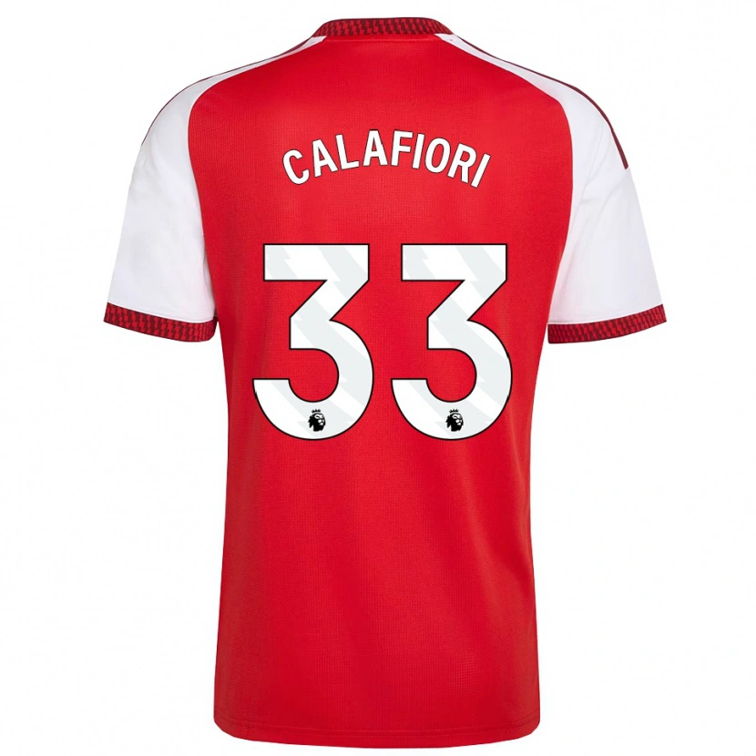 Danxen Børn Riccardo Calafiori #33 Rød Hvid Sort Hjemmebane Spillertrøjer 2026/27 Trøje T-Shirt