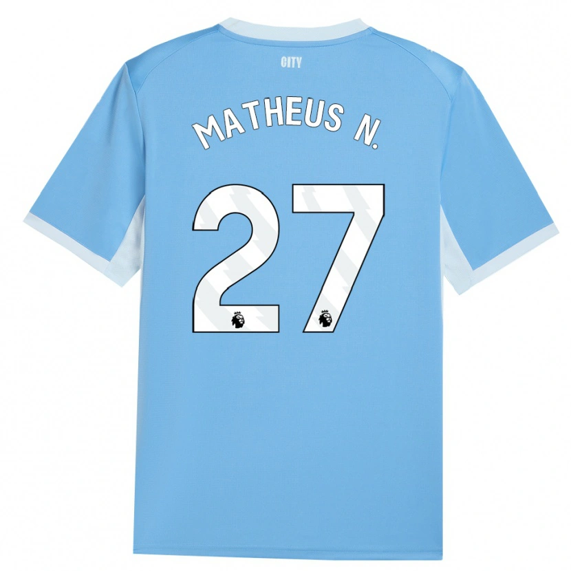 Danxen Børn Matheus Nunes #27 Lyshimmelblå Hvid Hjemmebane Spillertrøjer 2026/27 Trøje T-Shirt