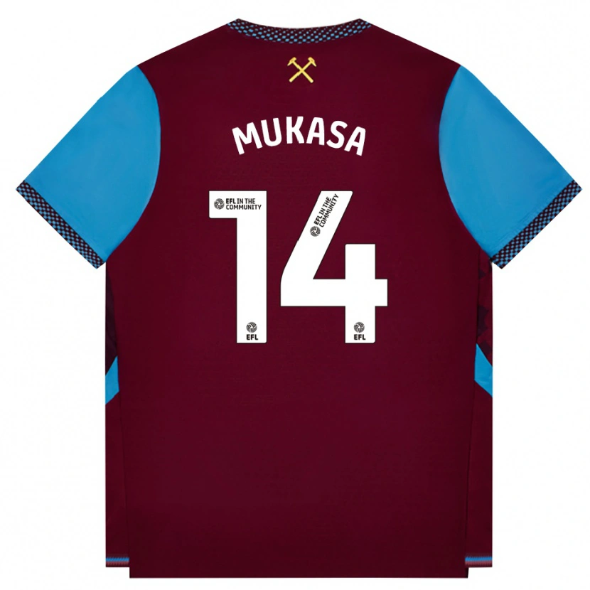Danxen Børn Divine Mukasa #14 Vinrød Kornblomstblå Hjemmebane Spillertrøjer 2026/27 Trøje T-Shirt