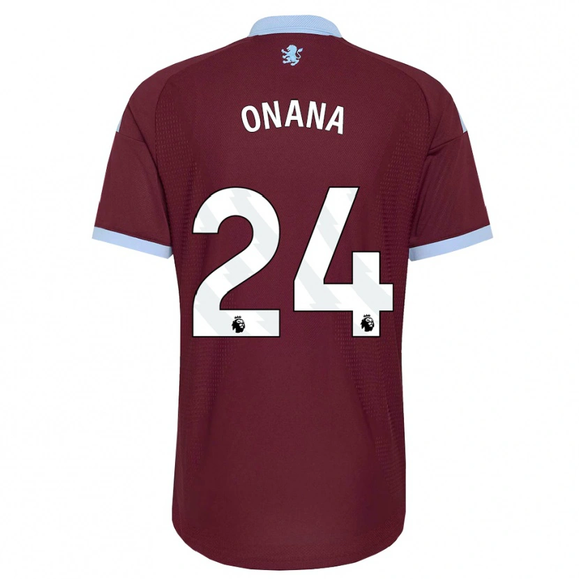 Danxen Børn Amadou Onana #24 Kornblomstblå Vinrød Hjemmebane Spillertrøjer 2026/27 Trøje T-Shirt