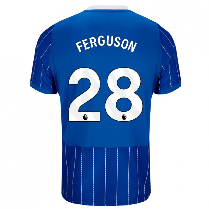 Danxen Børn Evan Ferguson #28 Mellemblå Hvid Hjemmebane Spillertrøjer 2026/27 Trøje T-Shirt