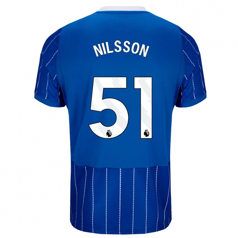 Danxen Børn Casper Nilsson #51 Mellemblå Hvid Hjemmebane Spillertrøjer 2026/27 Trøje T-Shirt