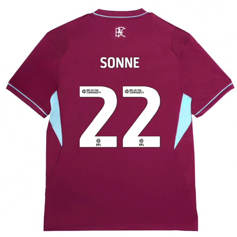 Danxen Børn Oliver Sonne #22 Vinrød Grøn Hjemmebane Spillertrøjer 2026/27 Trøje T-Shirt