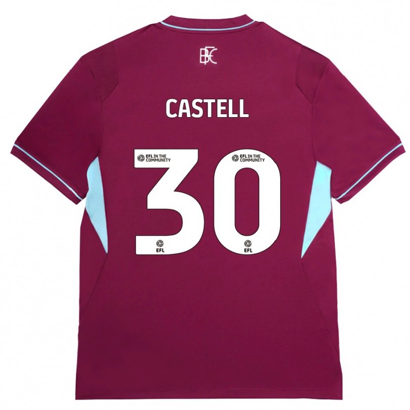 Danxen Børn Lluc Castell #30 Vinrød Grøn Hjemmebane Spillertrøjer 2026/27 Trøje T-Shirt