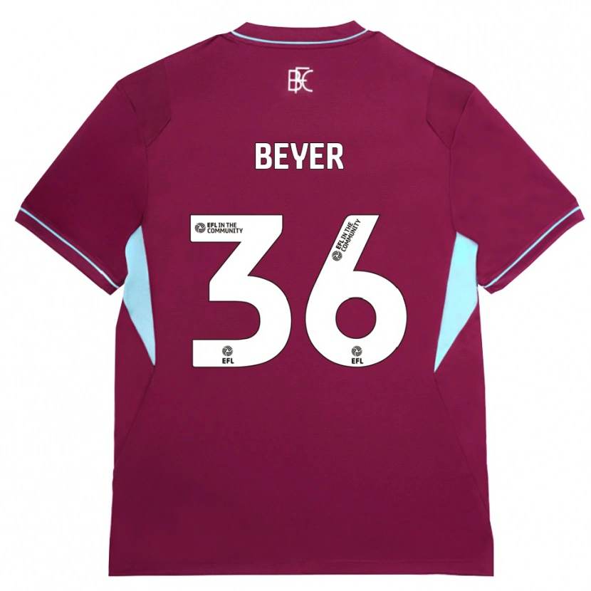 Danxen Børn Jordan Beyer #36 Vinrød Grøn Hjemmebane Spillertrøjer 2026/27 Trøje T-Shirt
