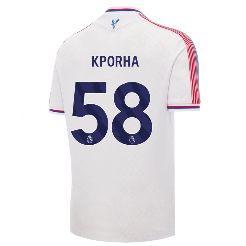 Danxen Børn Caleb Kporha #58 Hvid Rød Blå Hjemmebane Spillertrøjer 2026/27 Trøje T-Shirt