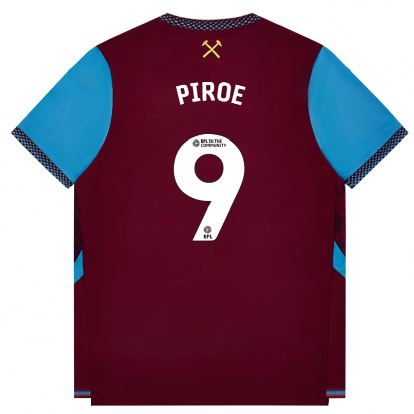Danxen Børn Joël Piroe #9 Vinrød Kornblomstblå Hjemmebane Spillertrøjer 2026/27 Trøje T-Shirt
