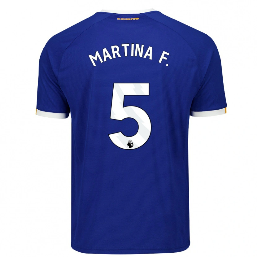 Danxen Børn Martina Fernández #5 Blå Hvid Gul Hjemmebane Spillertrøjer 2026/27 Trøje T-Shirt