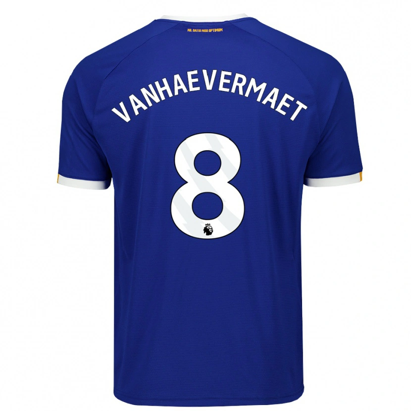 Danxen Børn Justine Vanhaevermaet #8 Blå Hvid Gul Hjemmebane Spillertrøjer 2026/27 Trøje T-Shirt