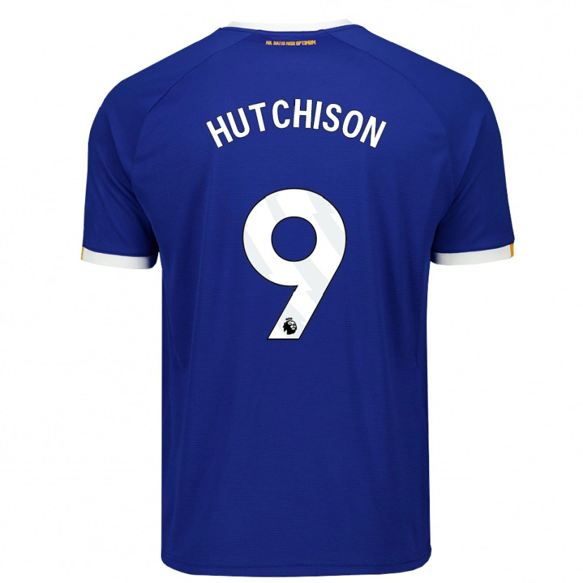 Danxen Børn Kai Hutchison #9 Blå Hvid Gul Hjemmebane Spillertrøjer 2026/27 Trøje T-Shirt