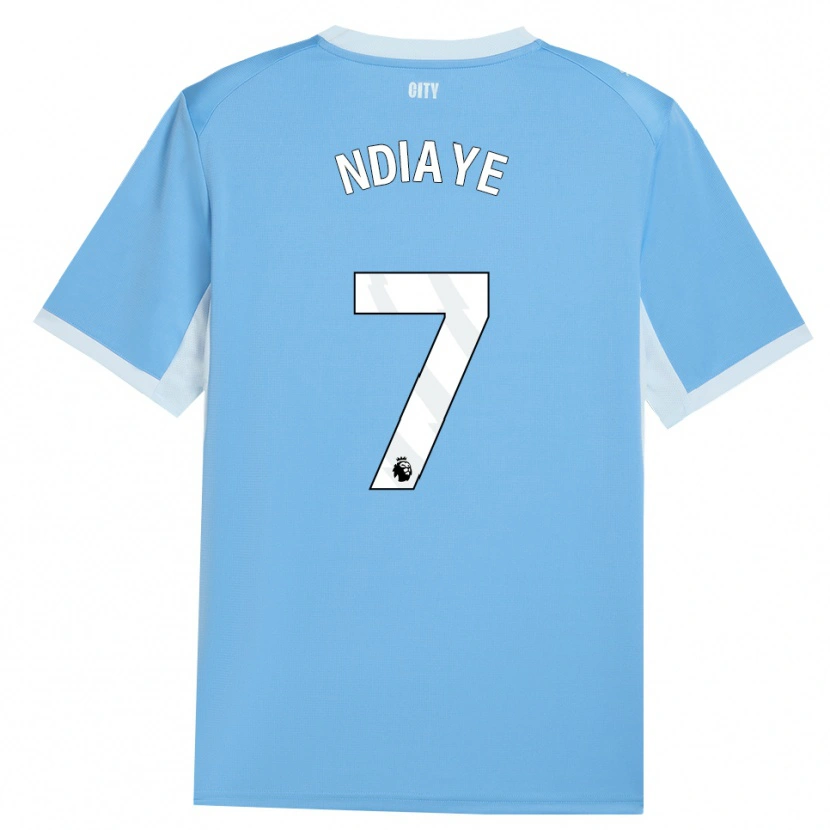 Danxen Børn Iliman Ndiaye #7 Lyshimmelblå Hvid Hjemmebane Spillertrøjer 2026/27 Trøje T-Shirt