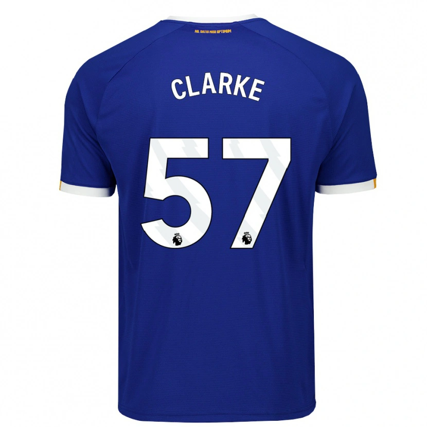 Danxen Børn Justin Clarke #57 Blå Hvid Gul Hjemmebane Spillertrøjer 2026/27 Trøje T-Shirt