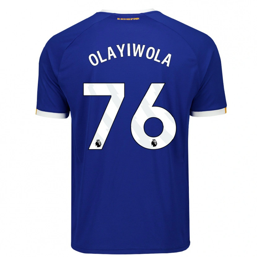 Danxen Børn Malik Olayiwola #76 Blå Hvid Gul Hjemmebane Spillertrøjer 2026/27 Trøje T-Shirt