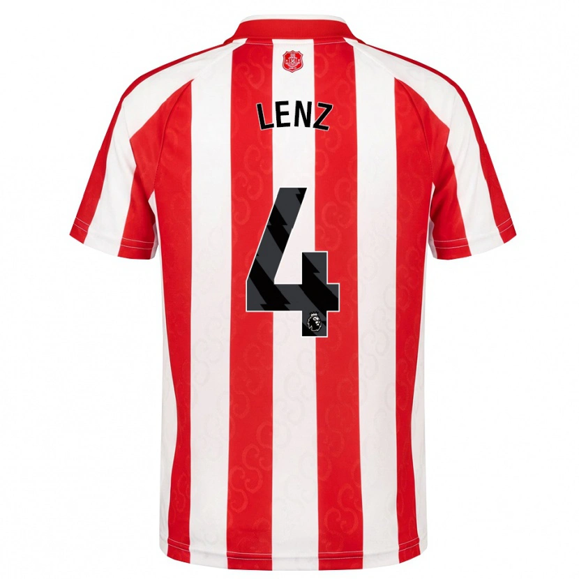 Danxen Børn Elias Lenz #4 Rød Hvid Sort Hjemmebane Spillertrøjer 2026/27 Trøje T-Shirt