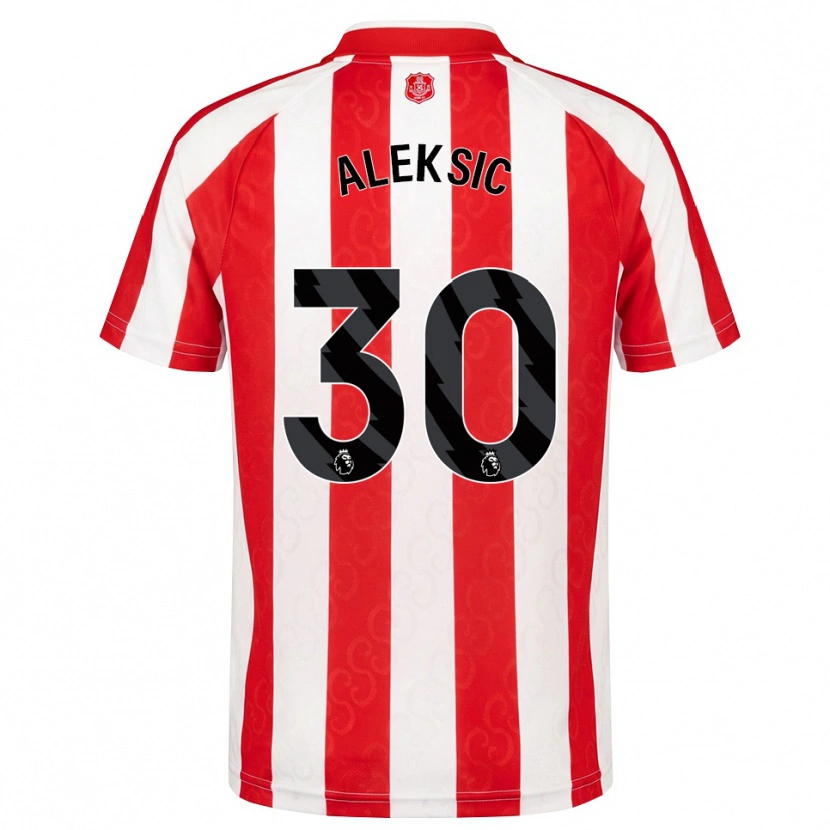 Danxen Børn Milan Aleksic #30 Rød Hvid Sort Hjemmebane Spillertrøjer 2026/27 Trøje T-Shirt