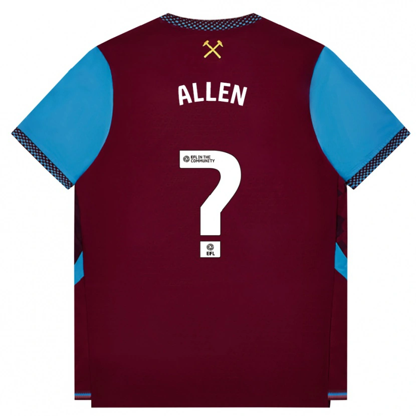 Danxen Børn Isaac Allen #0 Vinrød Kornblomstblå Hjemmebane Spillertrøjer 2026/27 Trøje T-Shirt