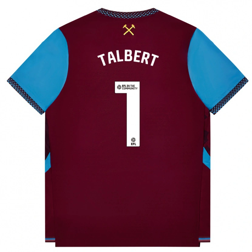Danxen Børn Katelin Talbert #1 Vinrød Kornblomstblå Hjemmebane Spillertrøjer 2026/27 Trøje T-Shirt