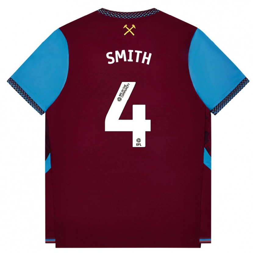 Danxen Børn Reon Smith #4 Vinrød Kornblomstblå Hjemmebane Spillertrøjer 2026/27 Trøje T-Shirt