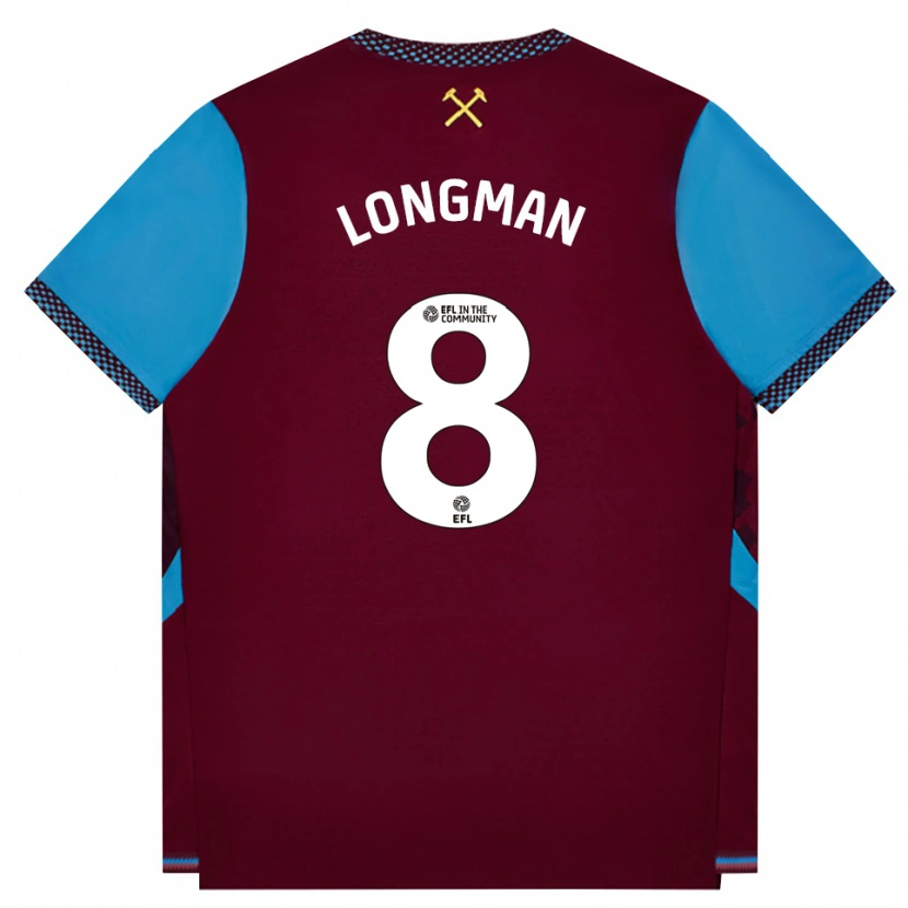 Danxen Børn Jude Longman #8 Vinrød Kornblomstblå Hjemmebane Spillertrøjer 2026/27 Trøje T-Shirt