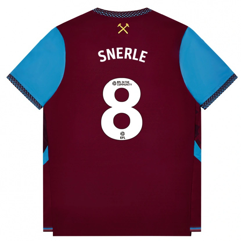 Danxen Børn Emma Snerle #8 Vinrød Kornblomstblå Hjemmebane Spillertrøjer 2026/27 Trøje T-Shirt