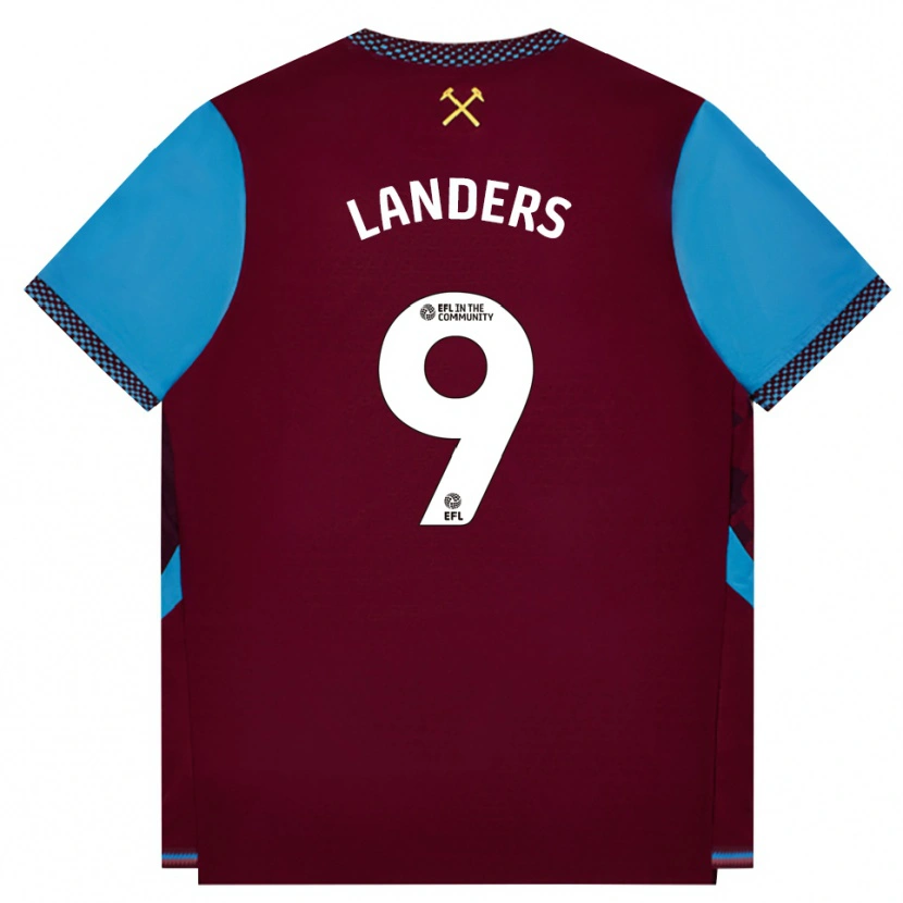 Danxen Børn Josh Landers #9 Vinrød Kornblomstblå Hjemmebane Spillertrøjer 2026/27 Trøje T-Shirt