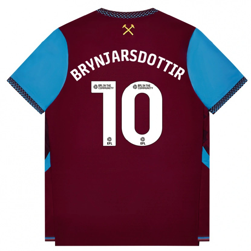 Danxen Børn Dagný Brynjarsdóttir #10 Vinrød Kornblomstblå Hjemmebane Spillertrøjer 2026/27 Trøje T-Shirt