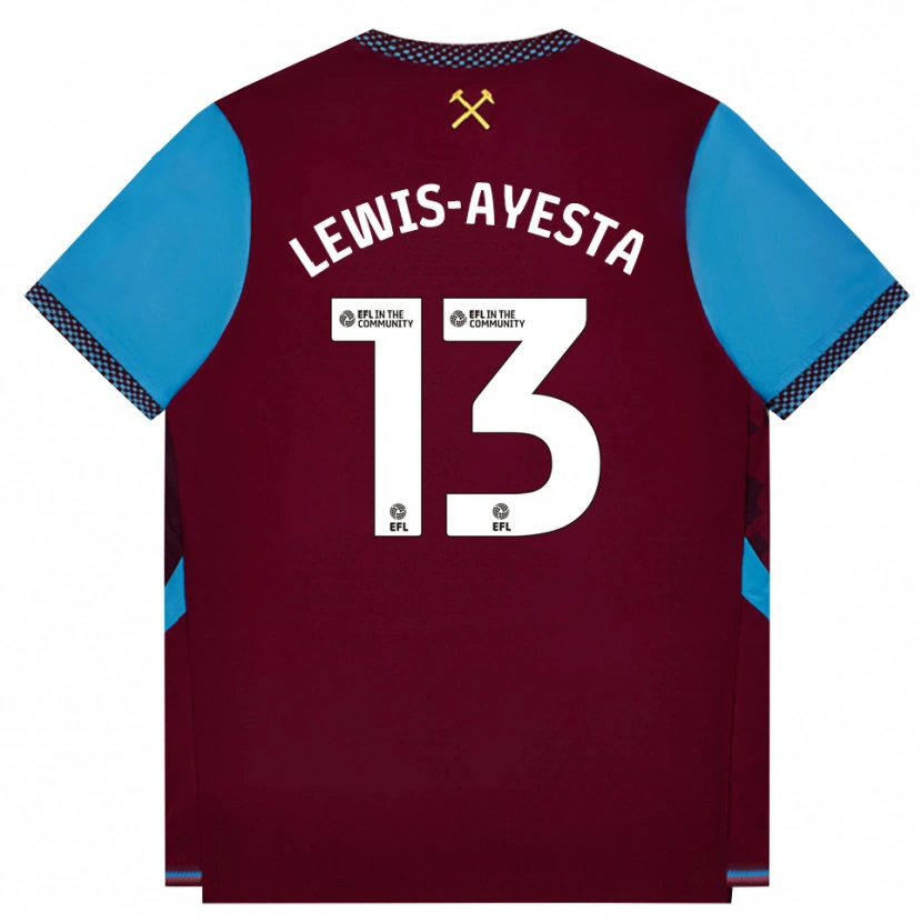 Danxen Børn Felix Lewis-Ayesta #13 Vinrød Kornblomstblå Hjemmebane Spillertrøjer 2026/27 Trøje T-Shirt