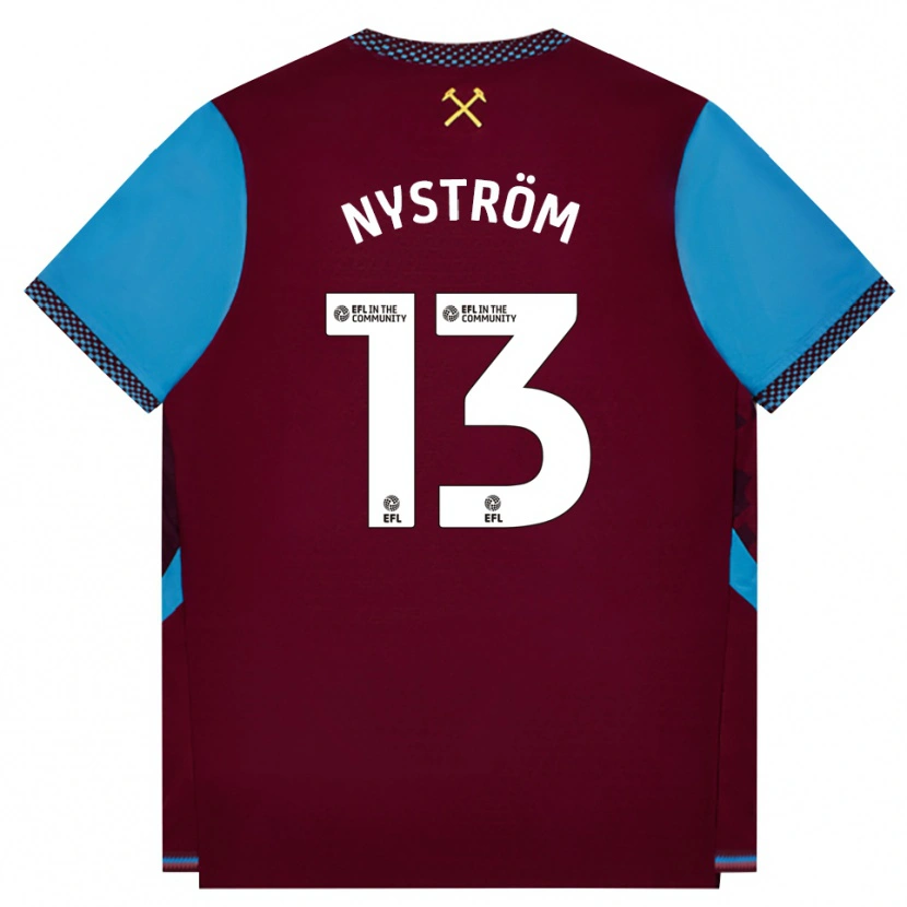 Danxen Børn Eva Nyström #13 Vinrød Kornblomstblå Hjemmebane Spillertrøjer 2026/27 Trøje T-Shirt