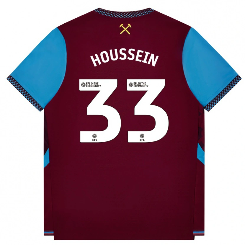 Danxen Børn Halle Houssein #33 Vinrød Kornblomstblå Hjemmebane Spillertrøjer 2026/27 Trøje T-Shirt