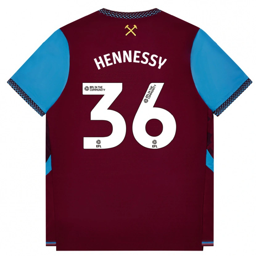Danxen Børn Alexandra Hennessy #36 Vinrød Kornblomstblå Hjemmebane Spillertrøjer 2026/27 Trøje T-Shirt